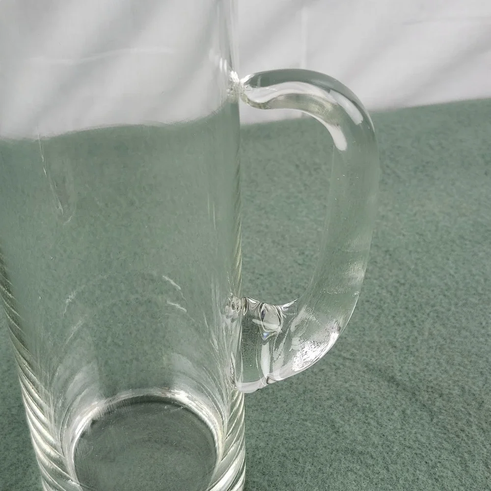 Dorothy Thorpe Style Silver Band Pitcher Blown Glass Pressed Glass Handle‎